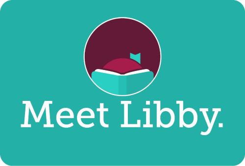An illustration of a girl's head peeking over an open book with text "Meet Libby&qu