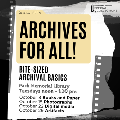 Archives for All! Flyer listing dates and topics of events in series