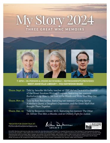 My Story: Memoirs by WNC Authors: Third in series: Talk by Benjamin Gilmer, M.D., featuring his memoir The Other Dr. Gilmer: Two Men, a Murder, and an Unlikely Fight for Justice.