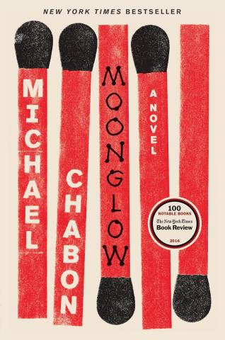 Cover of the Novel MoonGlow: Drawing of oversized red matchsticks with red tips in alternating directions. Two facing up, one down, one up and the last one down.