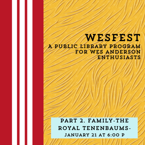 Red and White stripes on the left side of image, with Wesfest written in typewriter front, background of illustrated blond hair