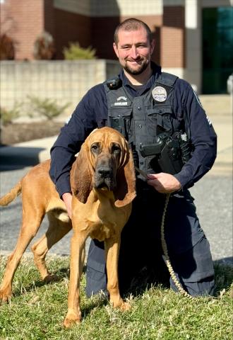 Picture is Bo, Bo, a year-and-a-half-old Bloodhound and his partner, Sgt. Rowland