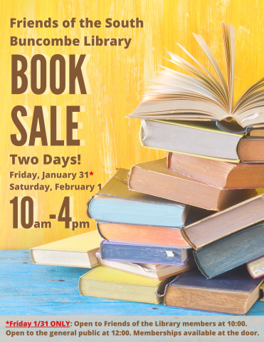 Book sale flyer: Friday January 31 & Saturday February 1.