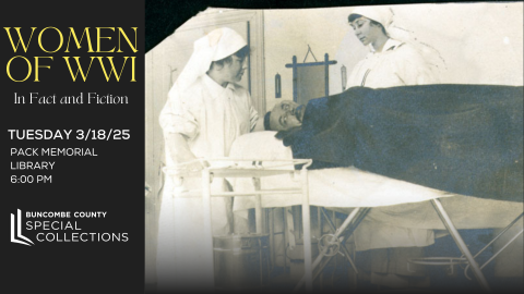 Women of WWI in fact and fiction, image of two nurses providing care to a patient lying in a hospital bed