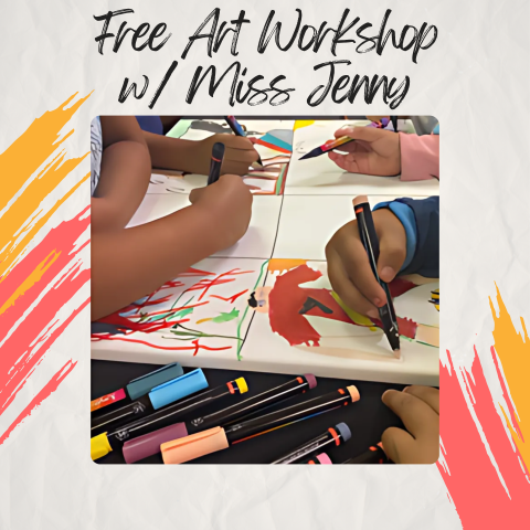 An image of several children working on a group art project. 