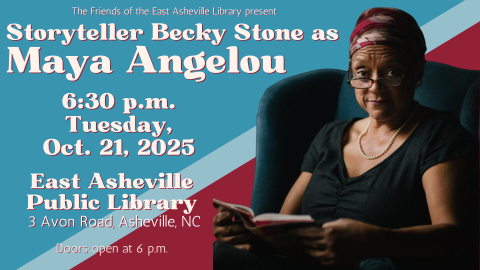An image of Becky Stone dressed as Maya Angelou. She is sitting in a chair and holding an open book.