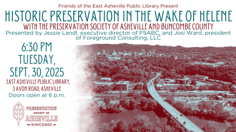 A photograph of the city of Asheville, looking east over the French Broad River toward downtown.