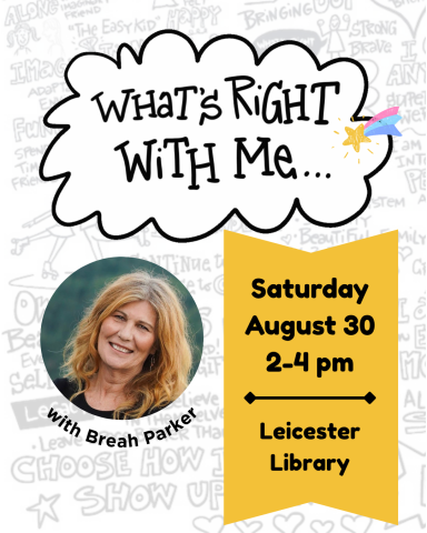 A headshot of the presenter along with the words What's Right With Me? and the date and time of the presentation. 