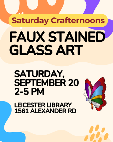 Colorful butterfly and words describing the class and time of class