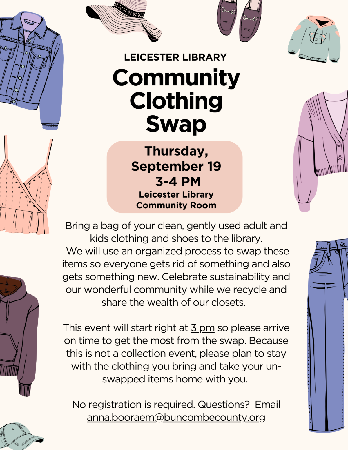 Community clothes swap flyer