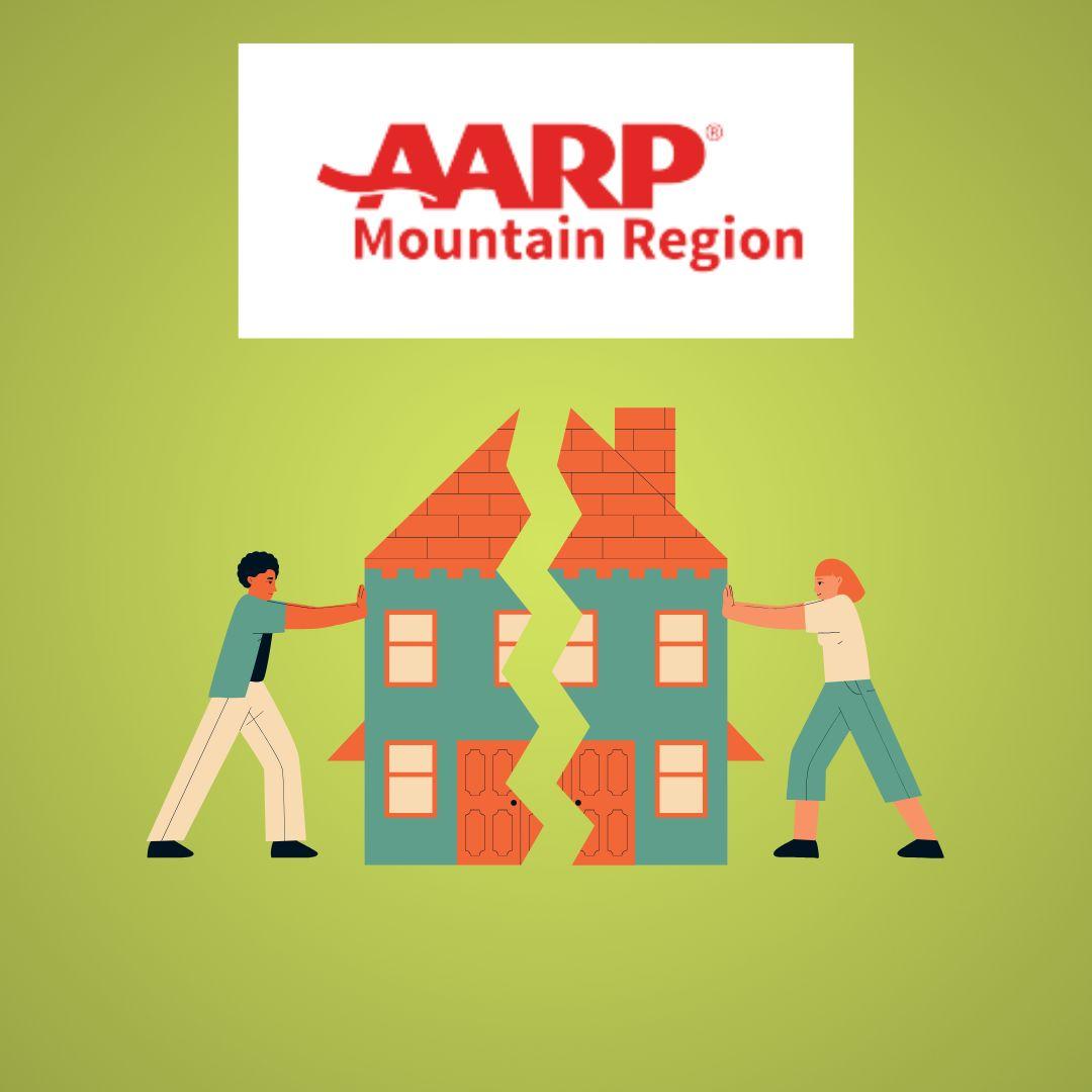 AARP logo and people fixing a house