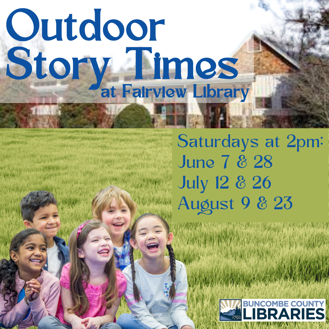 Happy children on a lawn with Fairview Library in the background