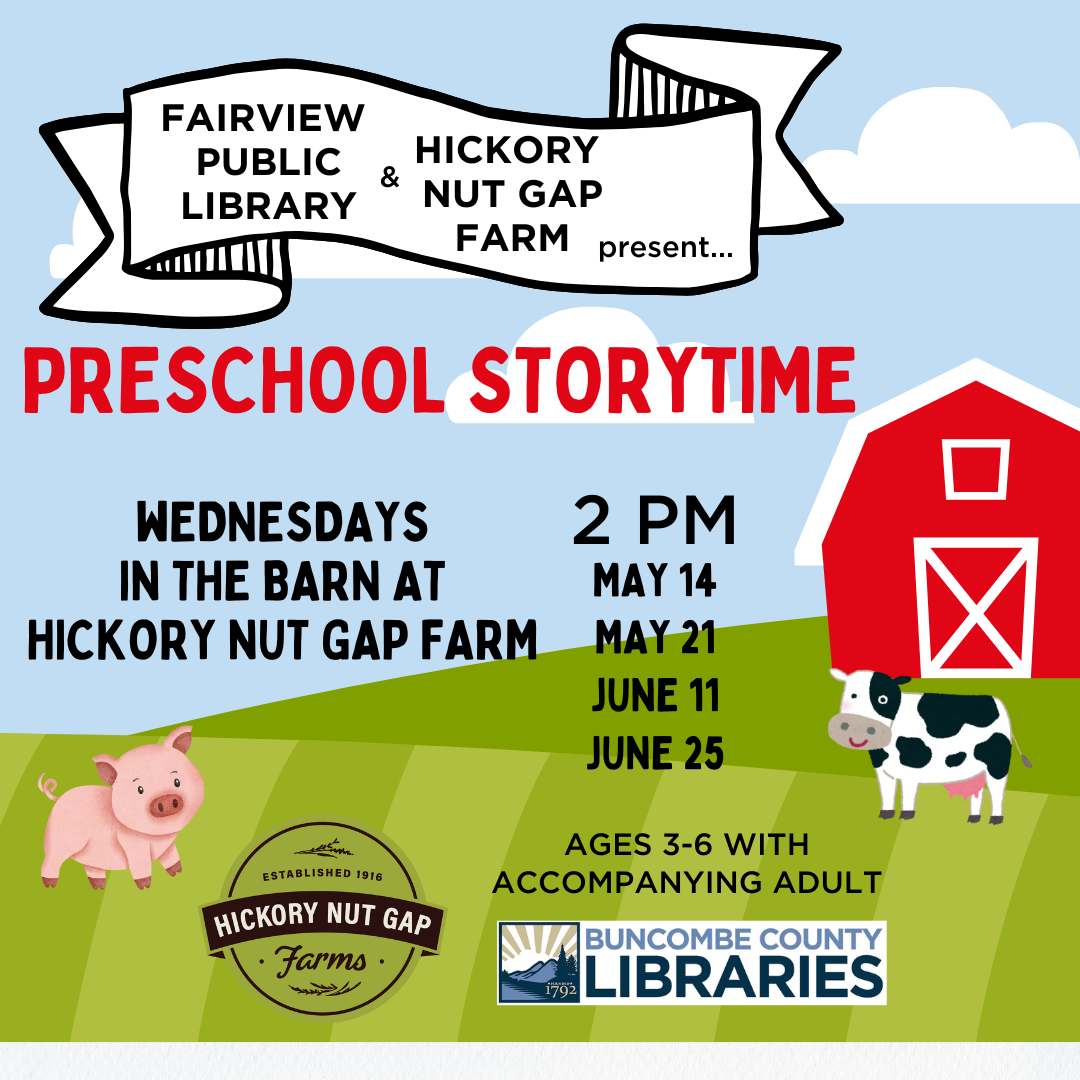 banner and barn announcing barn story time at HNG farm