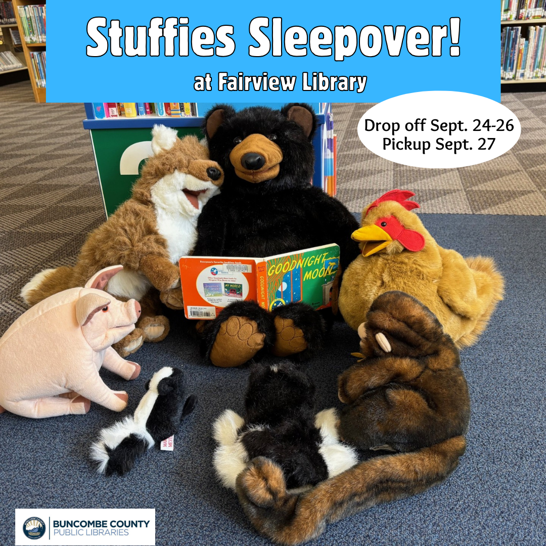 Stuffies gathered around reading Goodnight Moon