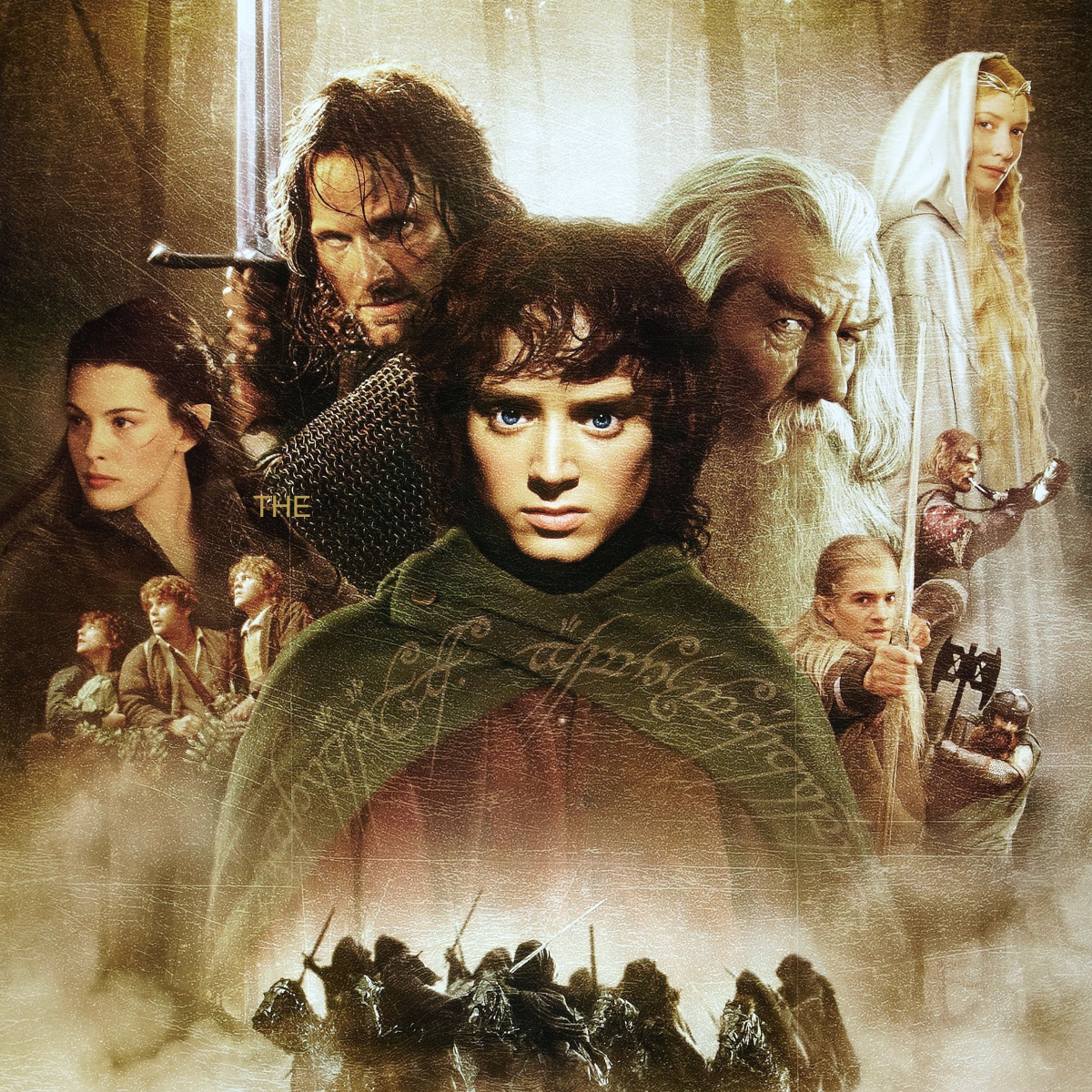 An image depicting the movie poster for the Fellowship of the Ring.