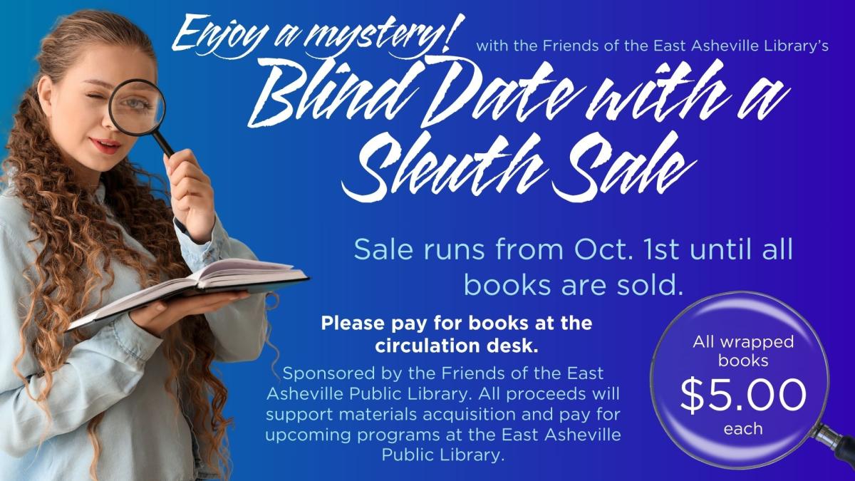 White woman with curly brown hair holding a book and a magnifying glass against a blue background