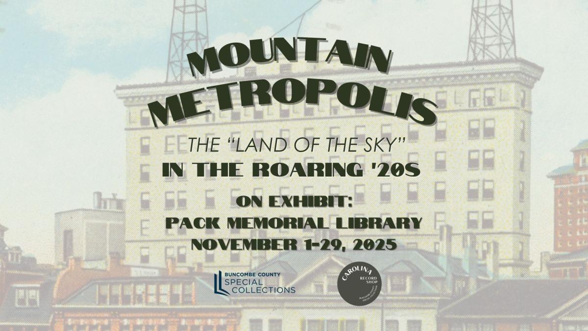 Mountain Metropolis in the Roaring 20s exhibit with a photo of a building in the background