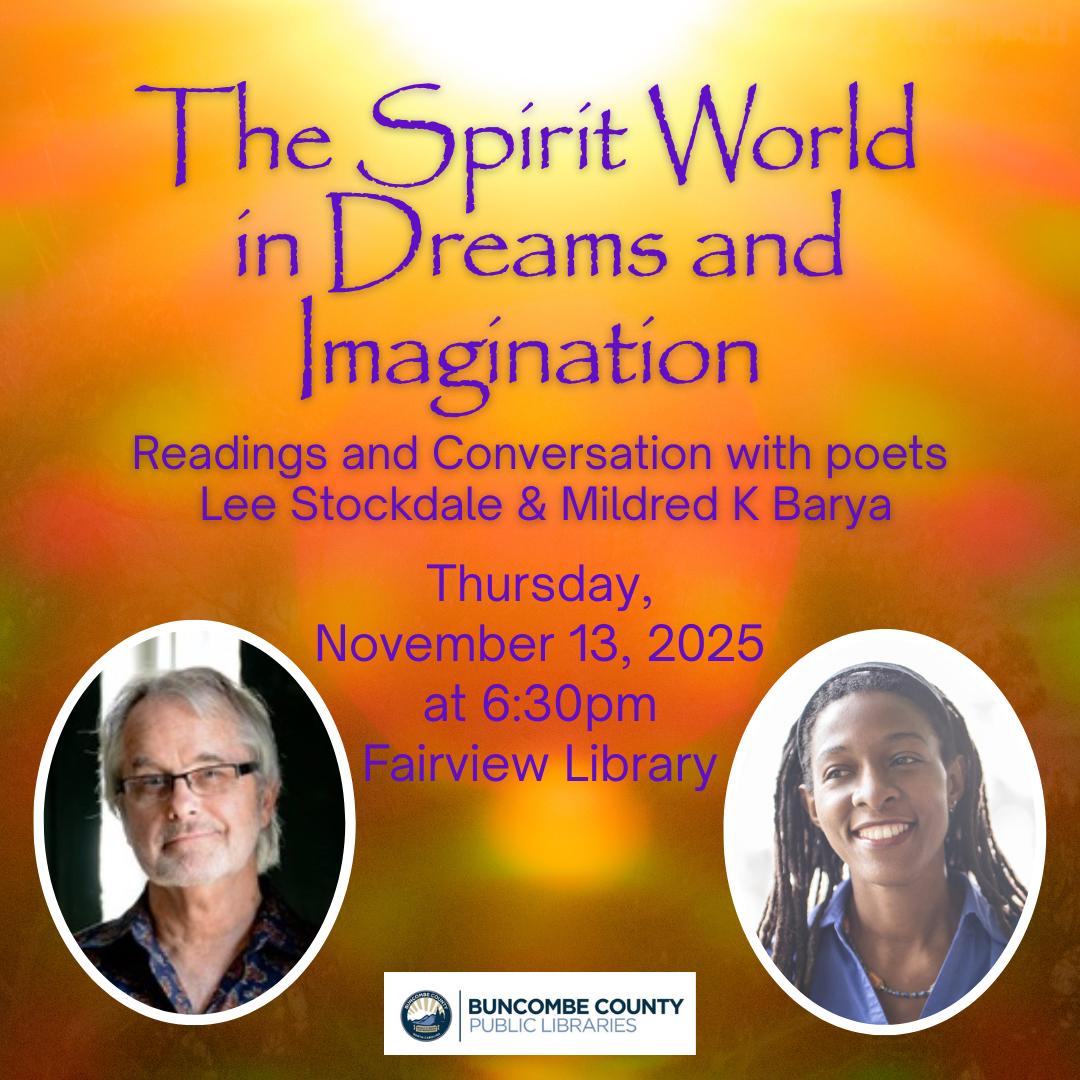 photos of Lee Stockdale and Mildred K Barya over ethereal background